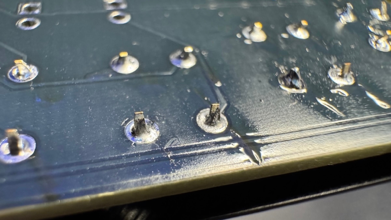 Soldered switches and pads overview