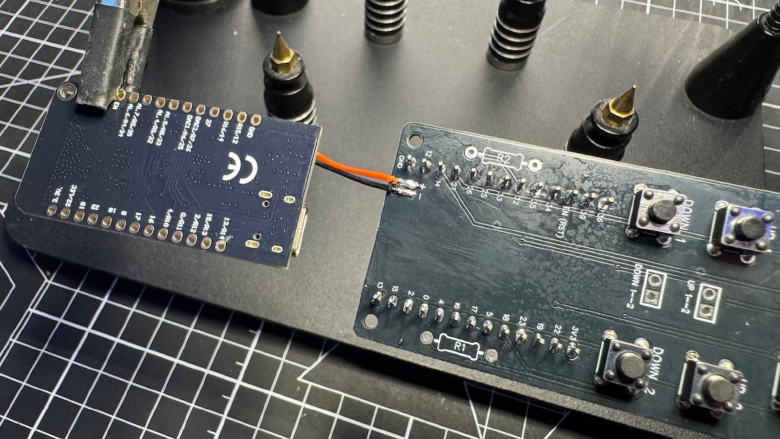 Soldered battery wires to PCB